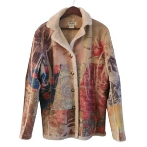 Vintage Y2K Weavz Floral Velvet Faux Fur Womens Size XL